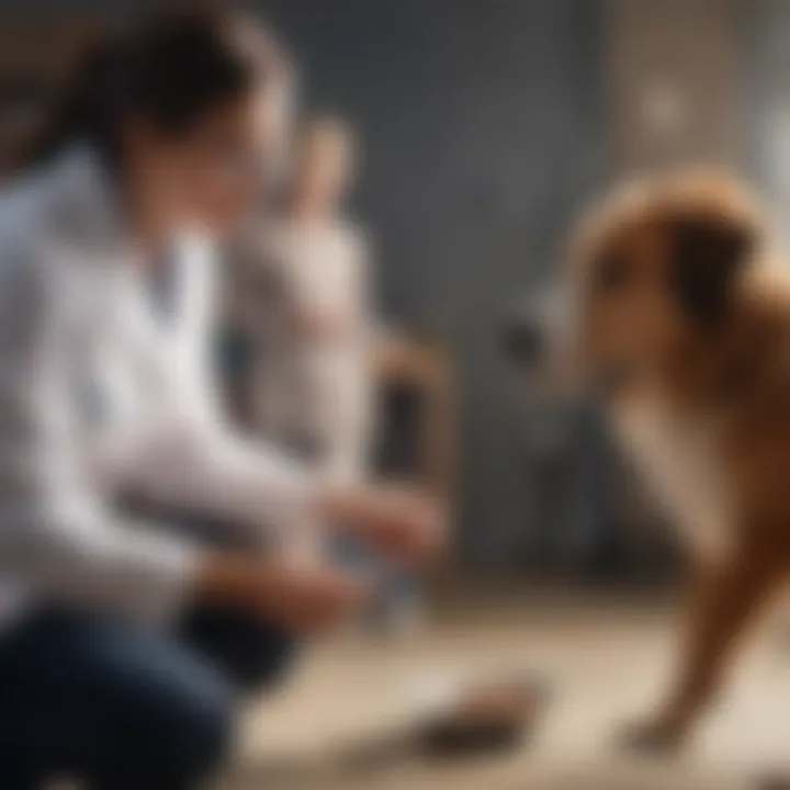 Veterinarian examining a dog