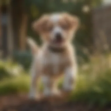 A happy and healthy puppy playing in the yard