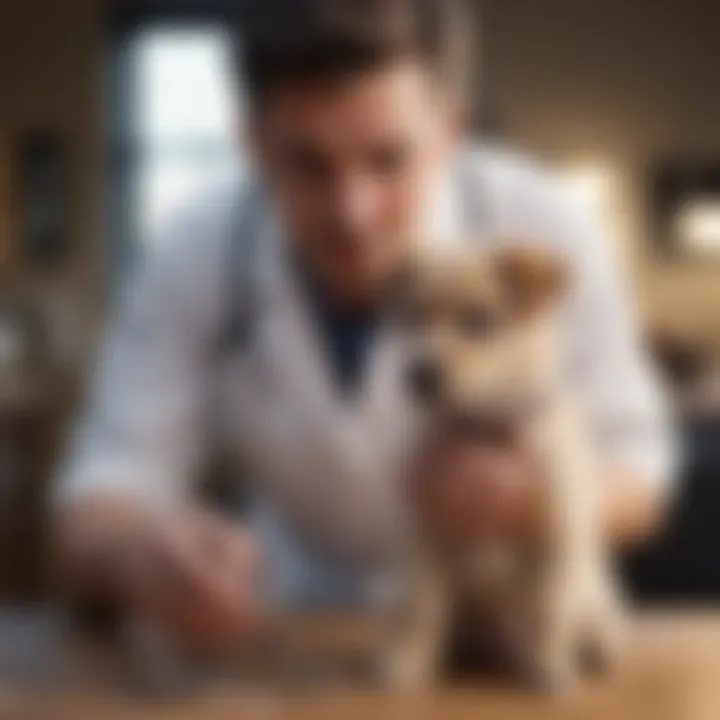 Veterinarian examining a puppy with a stethoscope