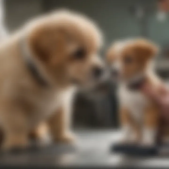 A veterinarian examining a puppy, underscoring the importance of professional consultation in cases of diarrhea.