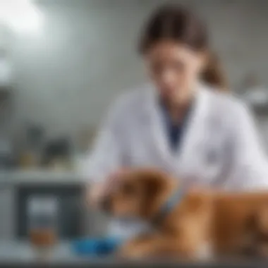 Veterinarian examining a dog's health