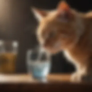 A healthy cat drinking water to prevent urinary issues