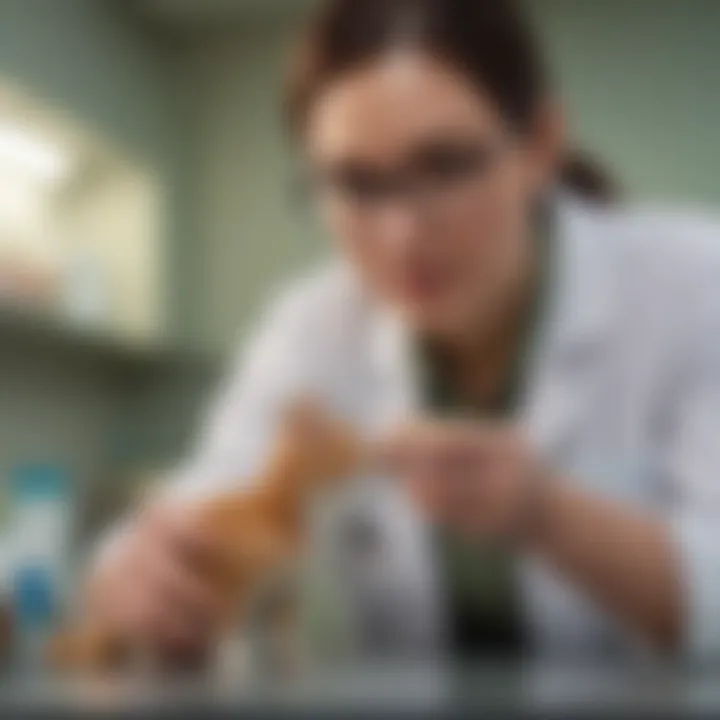 A veterinarian examining a pet in a clinic