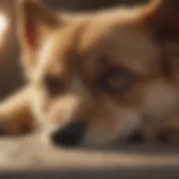 Close-up of a pet's abdomen showing signs of discomfort