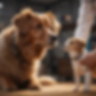 Veterinarian examining a dog for health issues