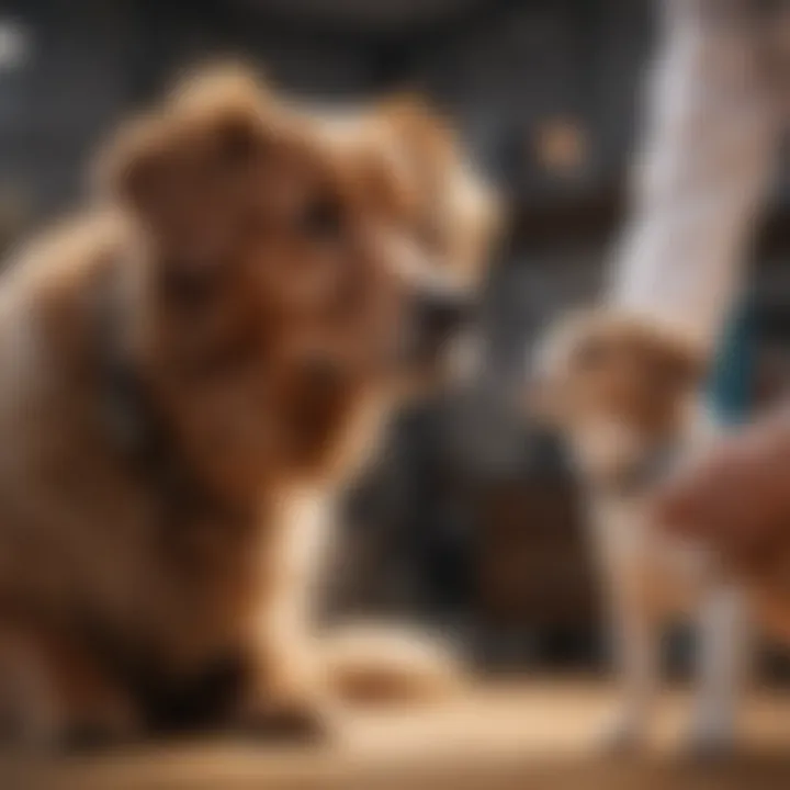 Veterinarian examining a dog for health issues