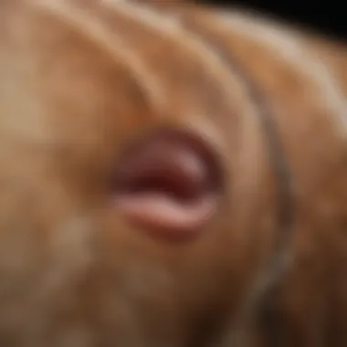 Close-up of a dog's stomach showing signs of discomfort