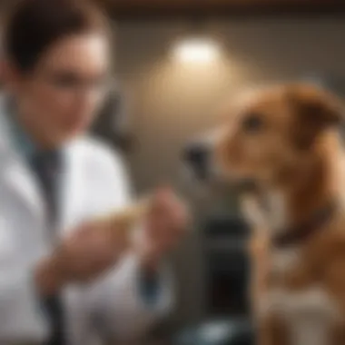 A pet owner consulting with a veterinarian about their dog