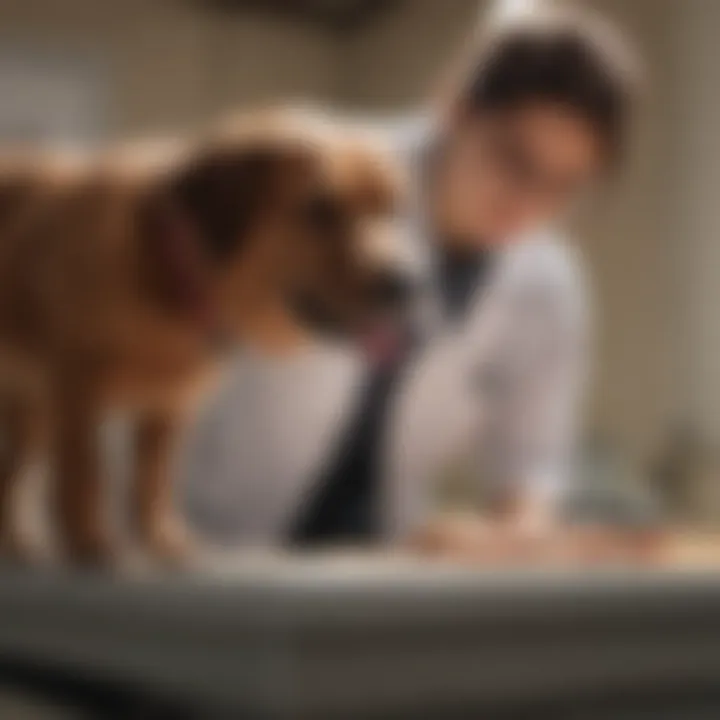 A veterinarian examining a dog for health issues.