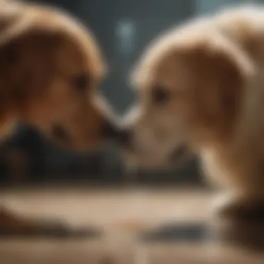 Veterinarian examining a dog with diarrhea