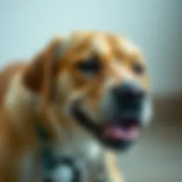 Close-up of a distressed dog with gastrointestinal discomfort