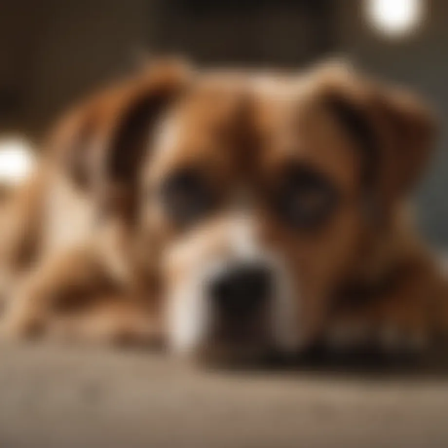 A dog looking unwell with a worried expression.