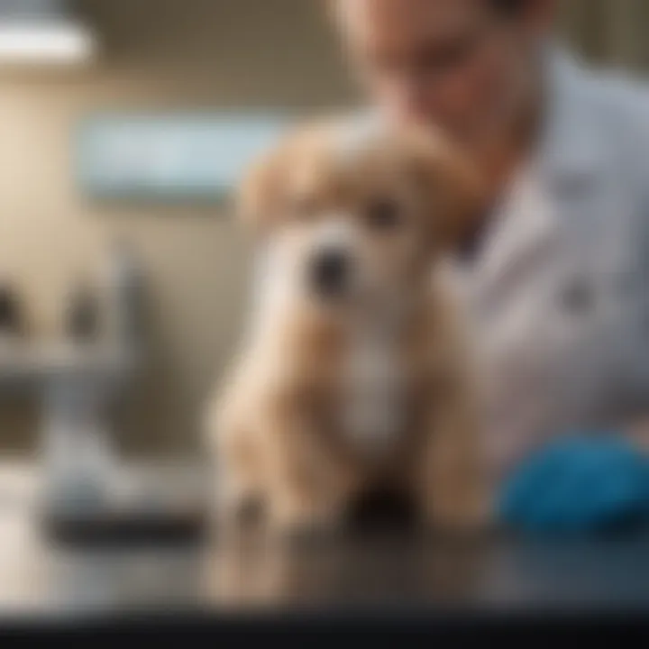 Veterinarian examining a puppy for health issues