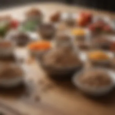 A variety of puppy food options on a table, emphasizing dietary considerations