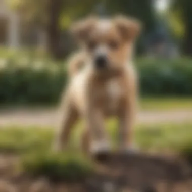 Puppy playing happily in the park