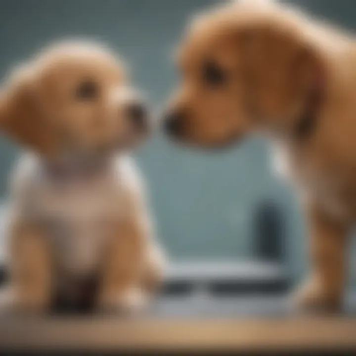 Veterinarian examining a puppy