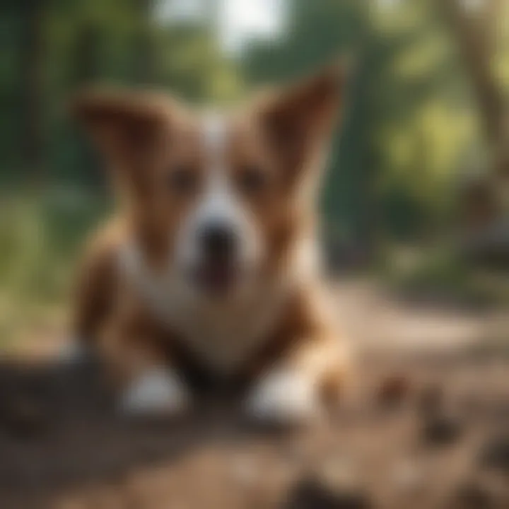 A dog recovering and enjoying outdoor playtime.