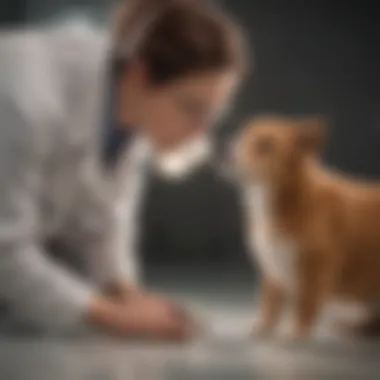 Veterinarian examining a dog for digestive issues