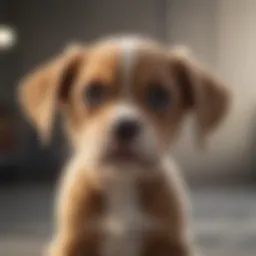 A playful puppy with a worried expression