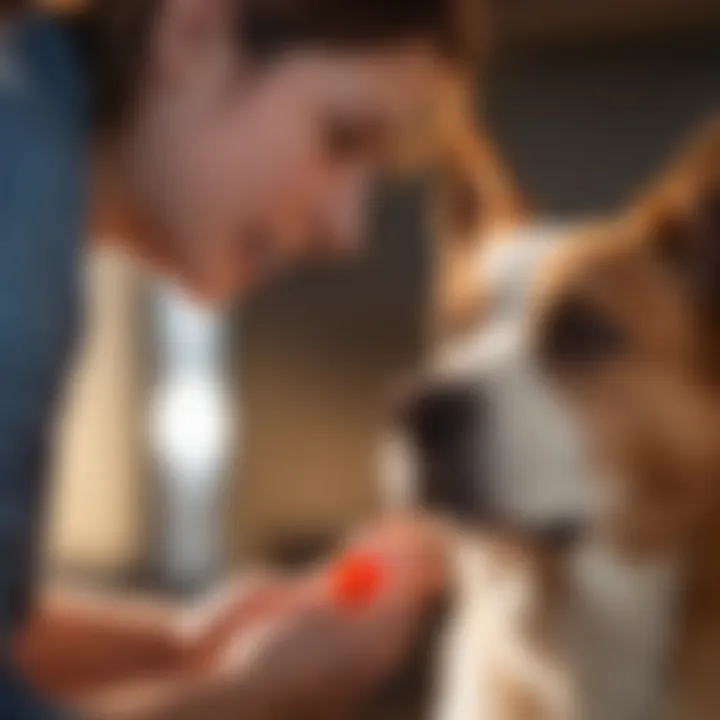 Dog receiving treatment for ear infection from a pet owner