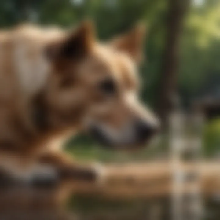 A dog drinking water to maintain hydration