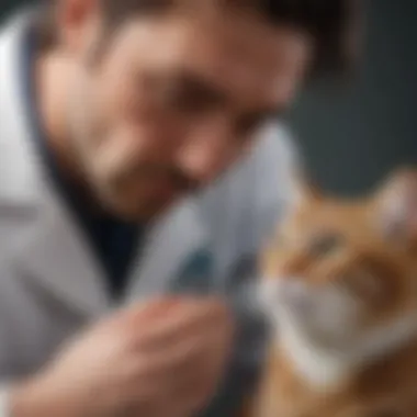 Veterinarian examining a cat for respiratory conditions