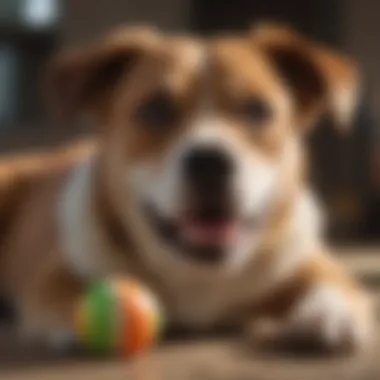 A happy dog enjoying a safe chewing toy