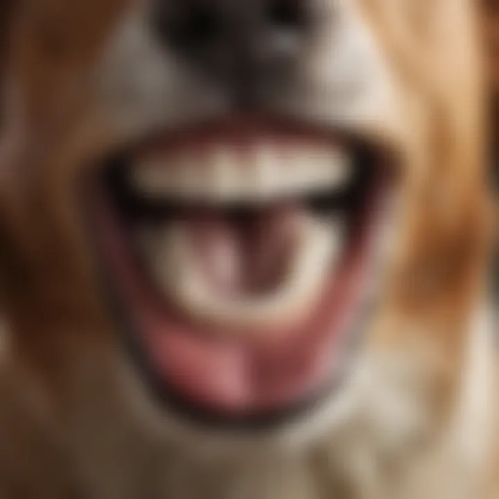 Close-up of a dog's mouth showcasing healthy teeth and gums