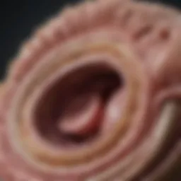 Close-up of a dog's digestive system anatomy.