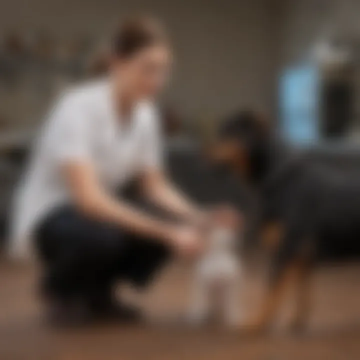 A dog owner consulting with a veterinarian about their pet's health