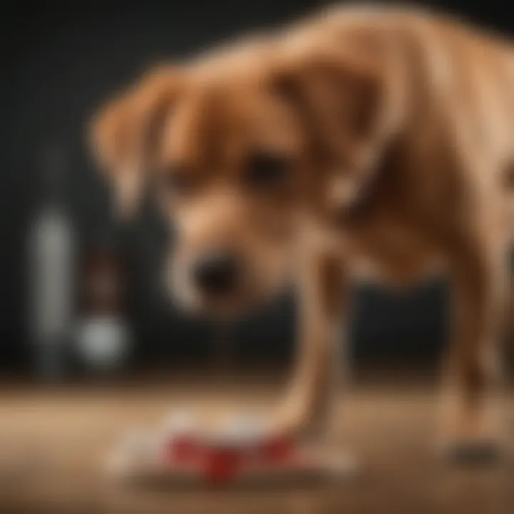 A concerned dog owner examining their pet's stool for abnormalities