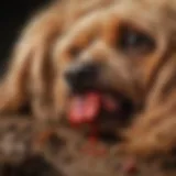 A close-up view of a dog's poop indicating blood and a runny consistency.