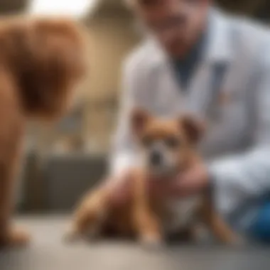 Veterinarian examining a small dog