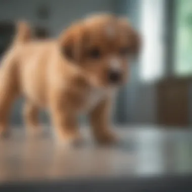 Veterinarian examining puppy