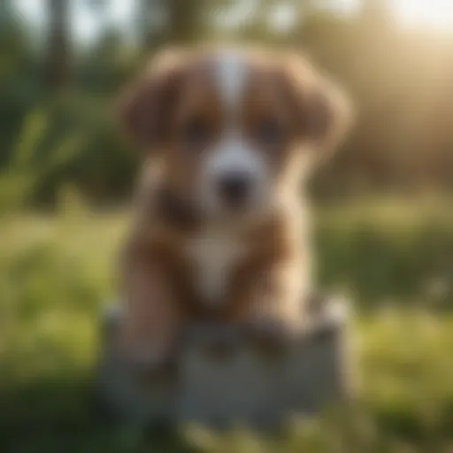 Puppy with soft stool in a grassy area