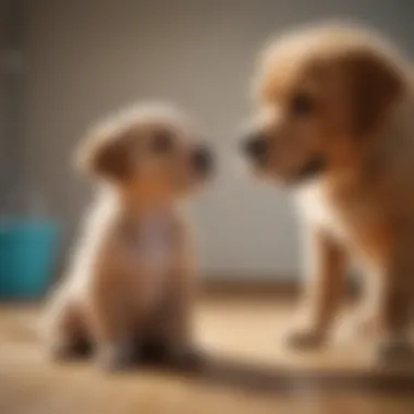 Veterinarian examining a puppy