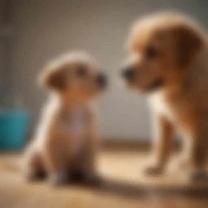 Veterinarian examining a puppy