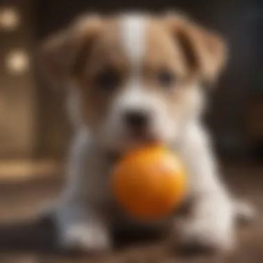 Puppy chewing on a teething toy