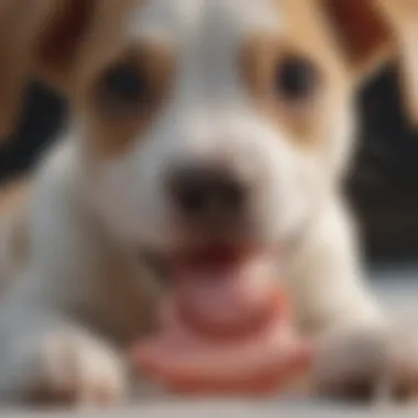 Close-up of puppy's gums during teething