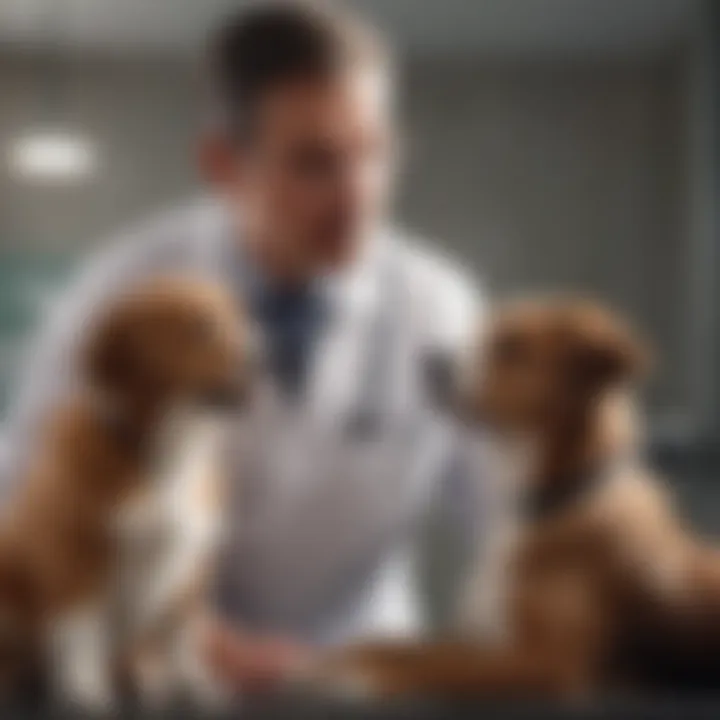 Veterinary examination of a dog by a professional