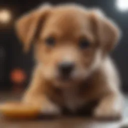 Close-up of a playful puppy experiencing digestive discomfort