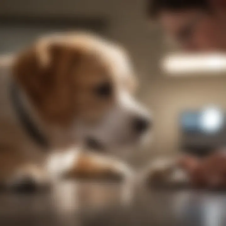 Veterinarian examining a puppy