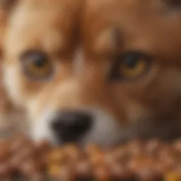 A close-up view of pet food indicating dietary influences on health.
