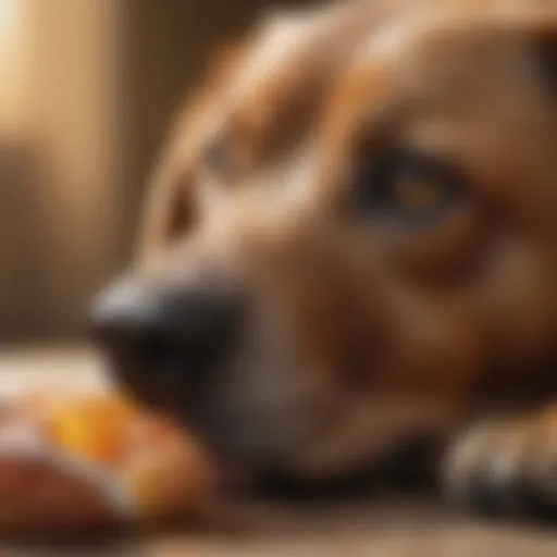 A close-up of a dog experiencing gastrointestinal upset