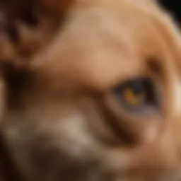 A close-up of a dog's ear showing signs of infection