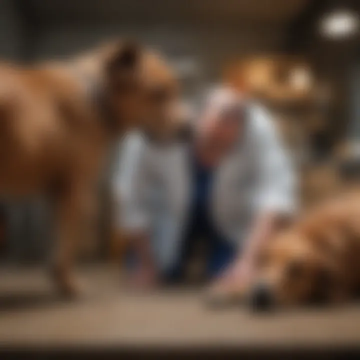 Veterinarian examining a dog for health issues