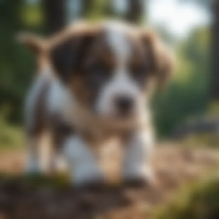 Puppy playing outdoors, showcasing behavior