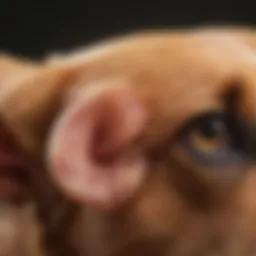 Close-up illustration of a dog's ear anatomy