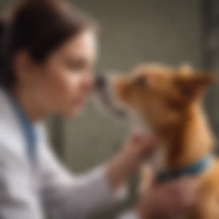 Veterinarian examining a dog's respiratory health