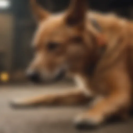 A dog receiving the Heimlich maneuver in an emergency